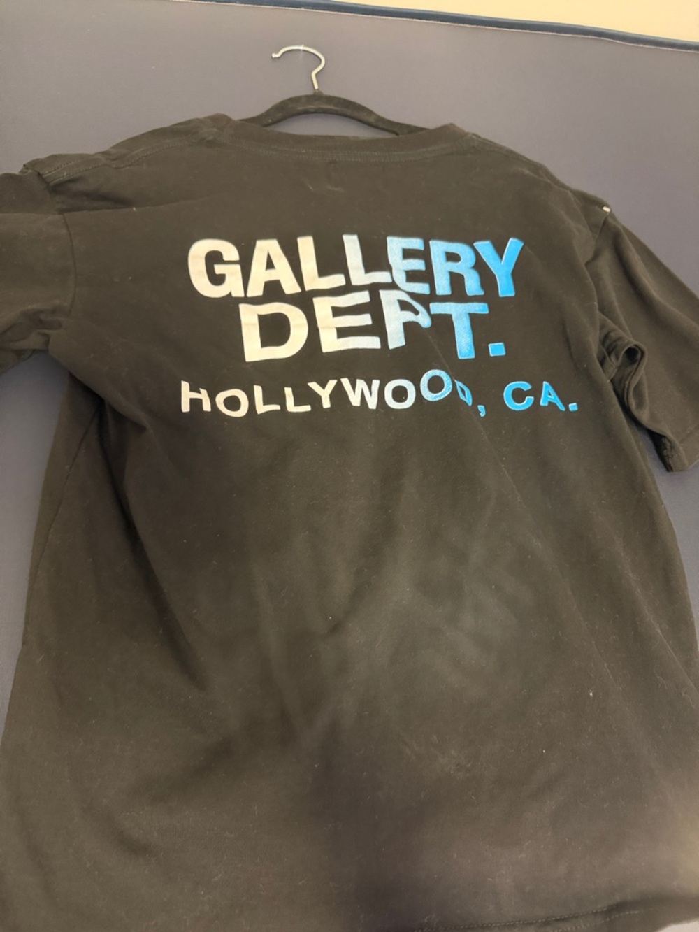Unisex Gallery Dept Black Tee with Blue Gradient Logo